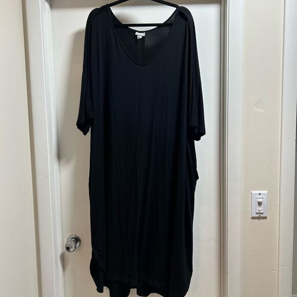 Zim & Zoe Black midi length V-Neck Dress with Pockets size 30/32 - Picture 1 of 6